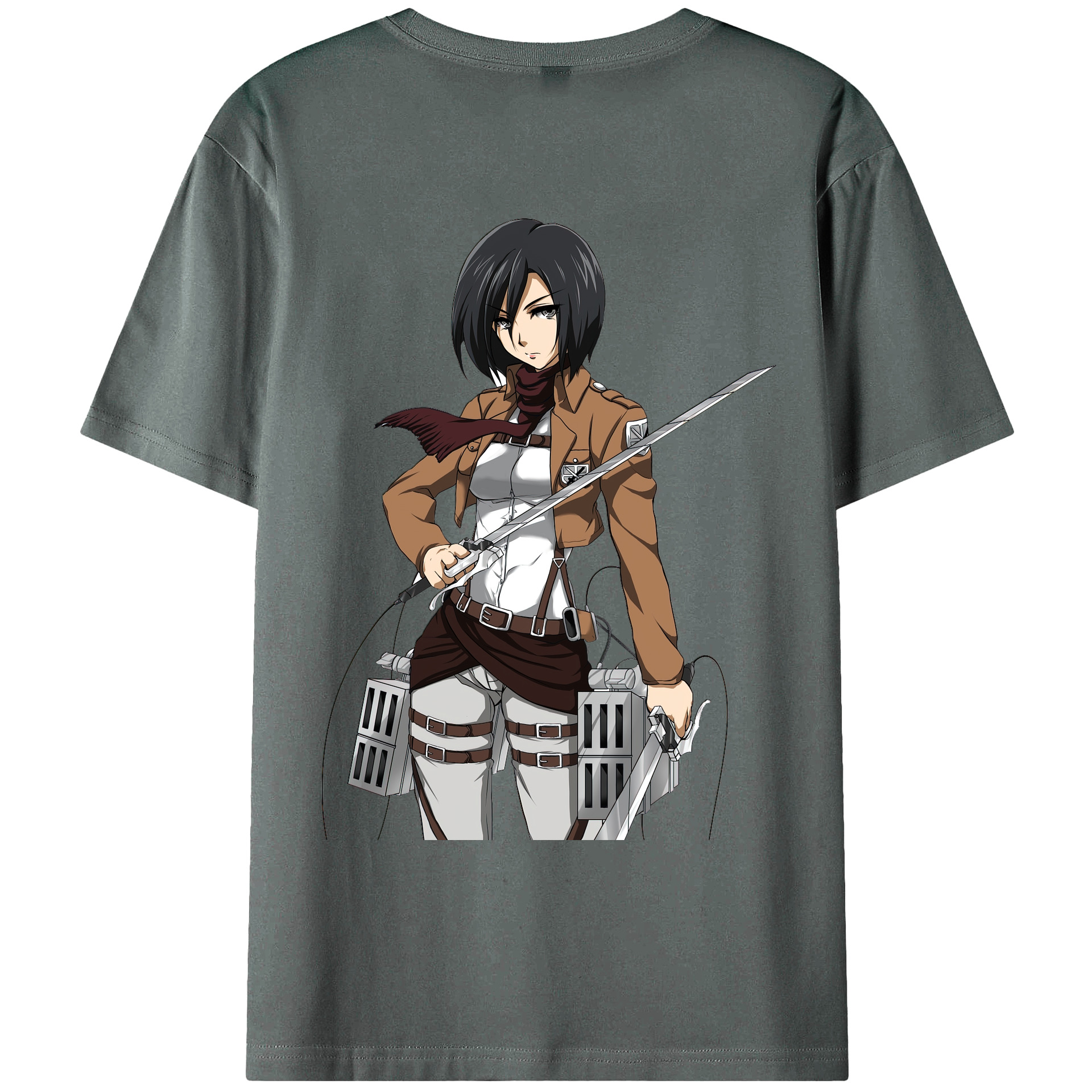 （画像用） 進撃の巨人 ミカサ·アッカーマン Attack on Titan Mikasa Ackerman 綿100％ メンズ半袖Tシャツ（バックプリント） 通気性